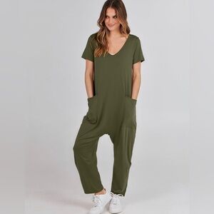 Olive Green Jumpsuit with Pockets